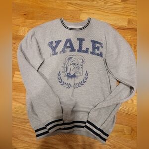 Gray Yale Sweatshirt with Blue Print